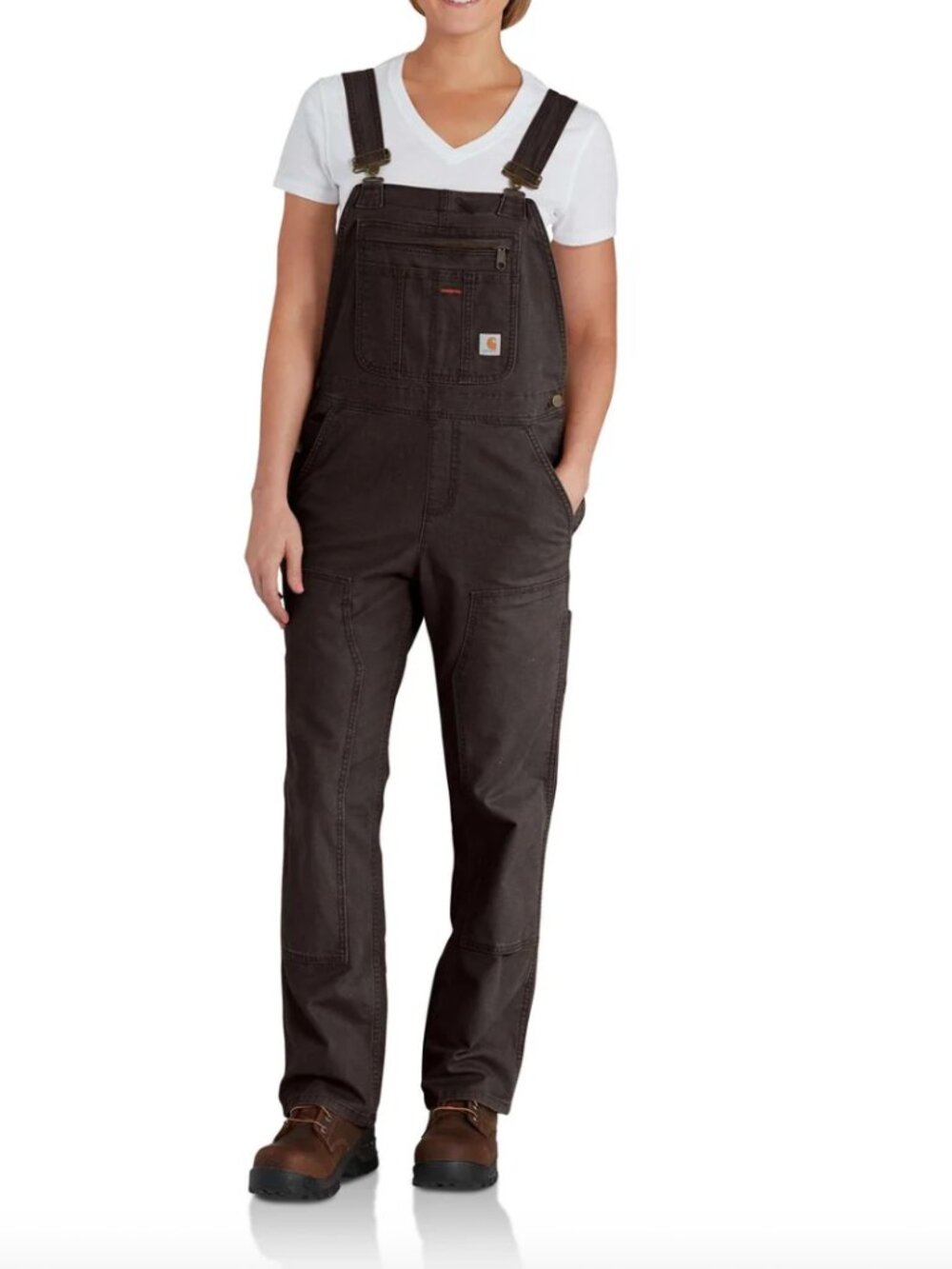 Carhartt Double Knee Women's Dark Brown Canvas Overalls